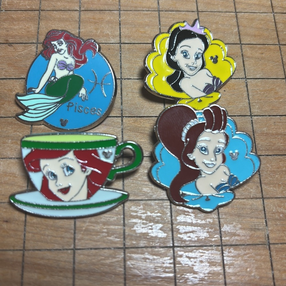 Disney Trading Pins Ariel Tea Coffee Cup, Pisces, Sisters Aquata, Alana No Backs - Picture 17 of 17